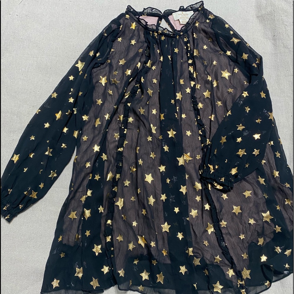 Kate spade scattered star black and gold dress. Size 5